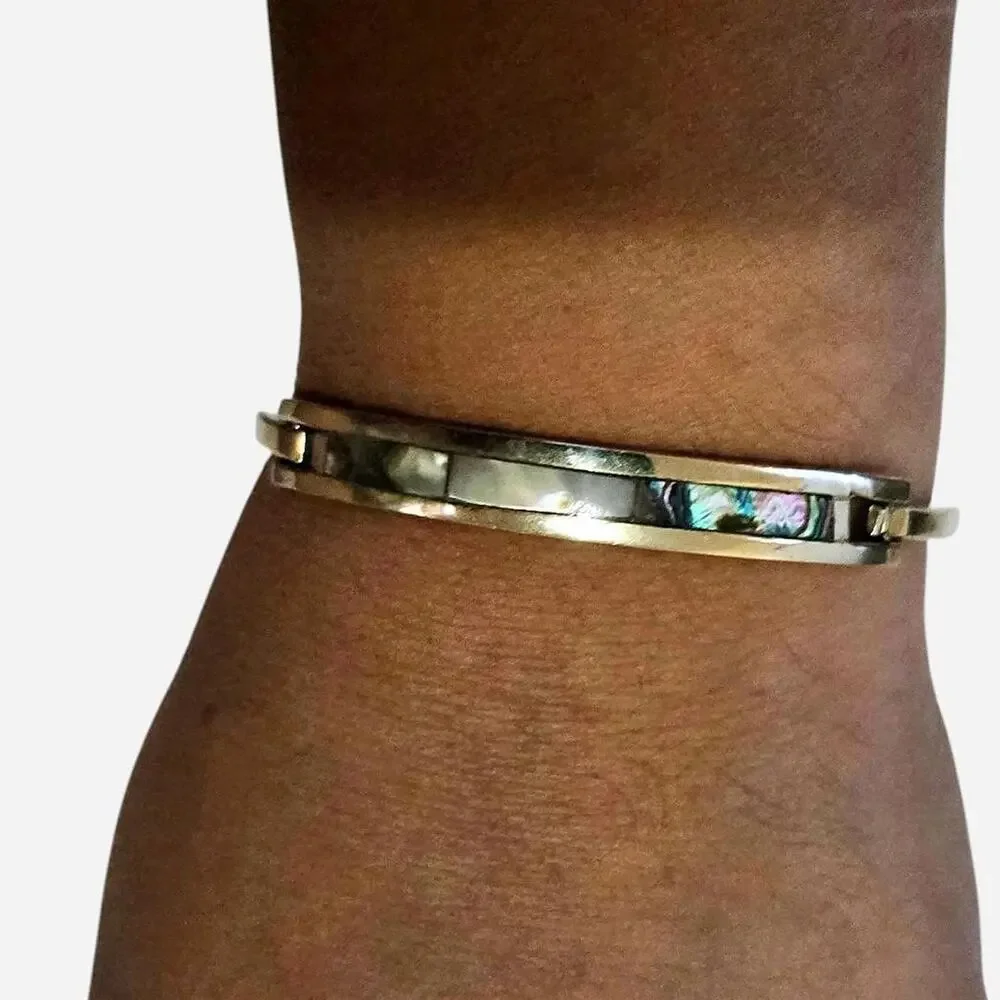 Vintage mexican alapaca silver hinge bangle